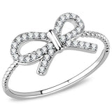DA057 - High polished (no plating) Stainless Steel Ring with AAA Grade CZ  in Clear - Alamode