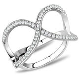 DA058 - High polished (no plating) Stainless Steel Ring with AAA Grade CZ  in Clear - Alamode