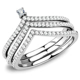 DA061 - High polished (no plating) Stainless Steel Ring with AAA Grade CZ  in Clear - Alamode