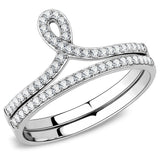 DA063 - High polished (no plating) Stainless Steel Ring with AAA Grade CZ  in Clear - Alamode