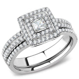 DA064 - High polished (no plating) Stainless Steel Ring with AAA Grade CZ in Clear - Alamode - Flyclothing LLC