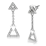 DA068 - High polished (no plating) Stainless Steel Earrings with AAA Grade CZ in Clear - Alamode - Flyclothing LLC