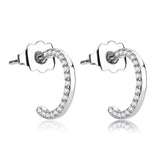 DA079 - High polished (no plating) Stainless Steel Earrings with AAA Grade CZ  in Clear - Alamode