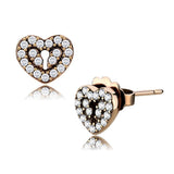 DA085 - IP Rose Gold(Ion Plating) Stainless Steel Earrings with AAA Grade CZ  in Clear - Alamode