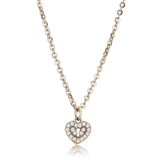DA086 - IP Rose Gold(Ion Plating) Stainless Steel Chain Pendant with AAA Grade CZ in Clear - Alamode - Flyclothing LLC