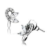 DA087 - High polished (no plating) Stainless Steel Earrings with AAA Grade CZ in Clear - Alamode - Flyclothing LLC