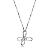 DA093 - High polished (no plating) Stainless Steel Chain Pendant with AAA Grade CZ in Clear - Alamode - Flyclothing LLC