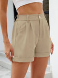 Roll Trim Half Elastic Waist Shorts - Trendsi