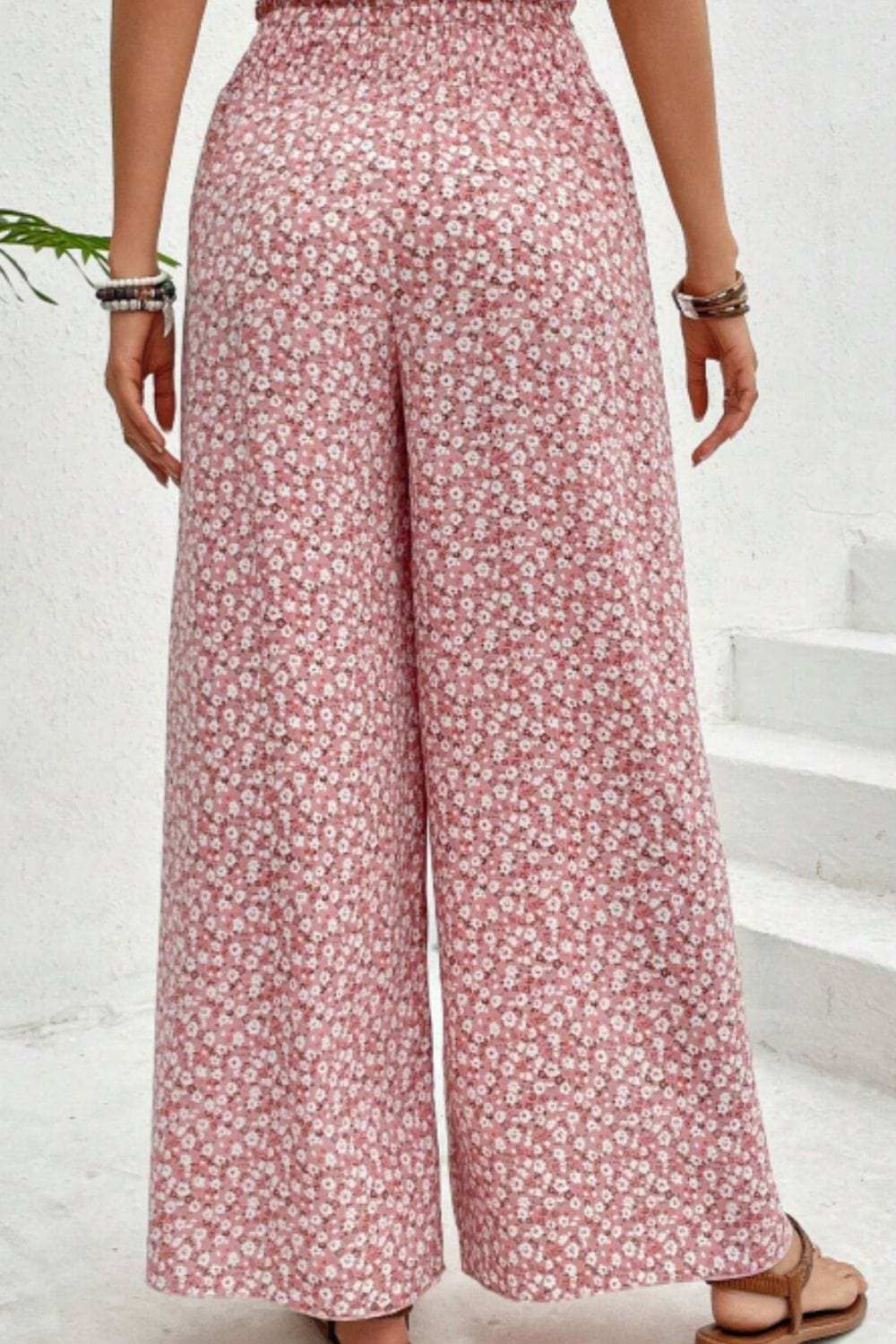 Slit Printed Wide leg Pants - Trendsi - Flyclothing LLC
