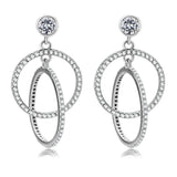 DA100 - High polished (no plating) Stainless Steel Earrings with AAA Grade CZ in Clear - Alamode - Flyclothing LLC