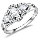 DA103 - High polished (no plating) Stainless Steel Ring with AAA Grade CZ in Clear - Alamode - Flyclothing LLC