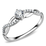 DA104 - High polished (no plating) Stainless Steel Ring with AAA Grade CZ in Clear - Alamode - Flyclothing LLC