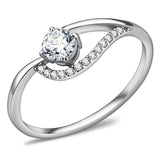 DA105 - High polished (no plating) Stainless Steel Ring with AAA Grade CZ in Clear - Alamode - Flyclothing LLC