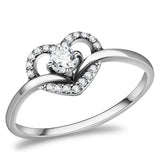 DA106 - High polished (no plating) Stainless Steel Ring with AAA Grade CZ in Clear - Alamode - Flyclothing LLC