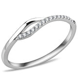 DA113 - High polished (no plating) Stainless Steel Ring with AAA Grade CZ  in Clear - Alamode