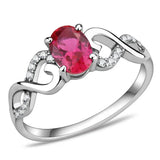 DA119 - High polished (no plating) Stainless Steel Ring with AAA Grade CZ in Ruby - Alamode - Flyclothing LLC