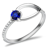 DA121 - High polished (no plating) Stainless Steel Ring with AAA Grade CZ in London Blue - Alamode - Flyclothing LLC