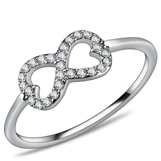 DA125 - High polished (no plating) Stainless Steel Ring with AAA Grade CZ in Clear - Alamode - Flyclothing LLC