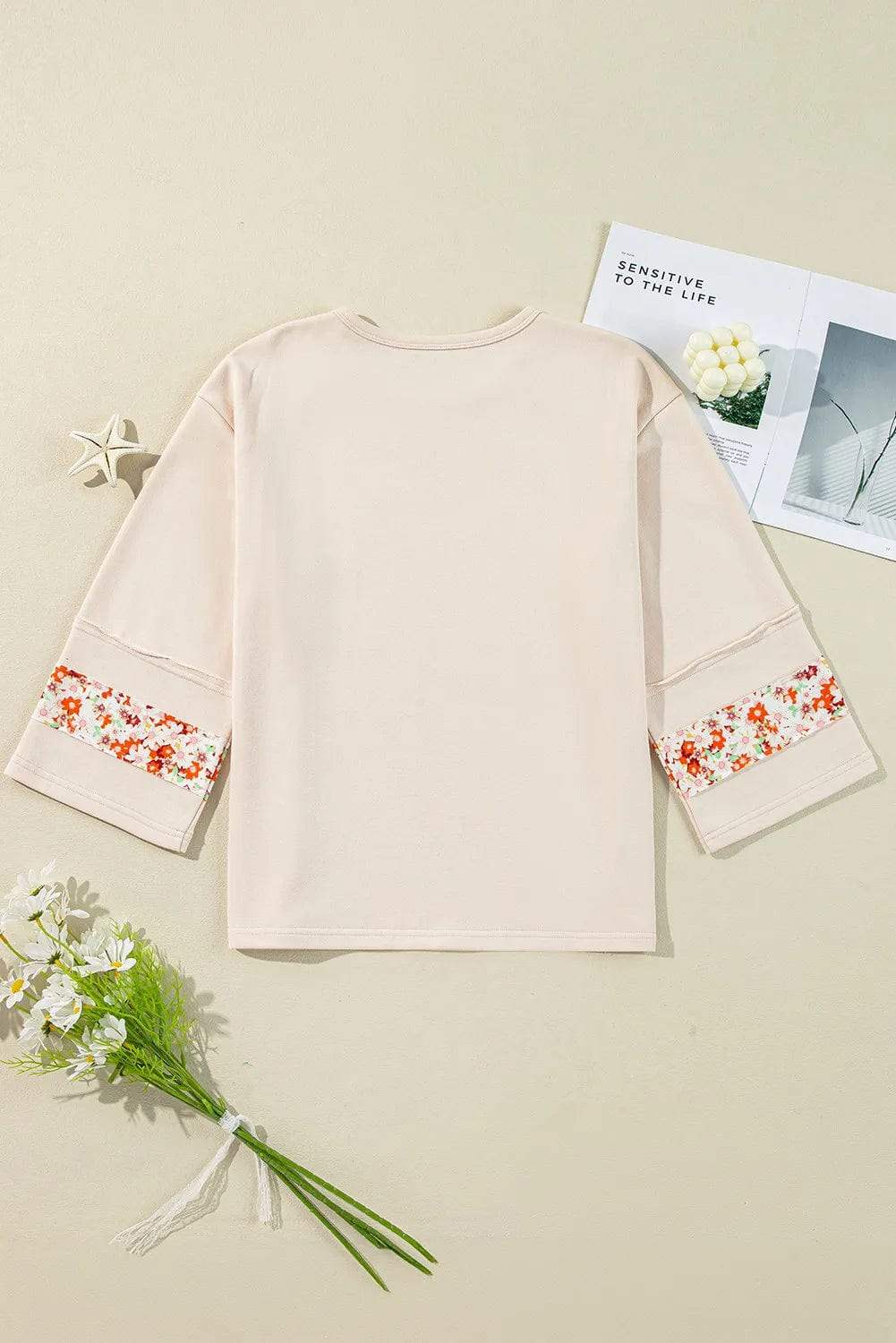 Exposed Seam Slit Floral Round Neck Blouse - Trendsi - Flyclothing LLC