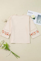 Exposed Seam Slit Floral Round Neck Blouse - Trendsi - Flyclothing LLC