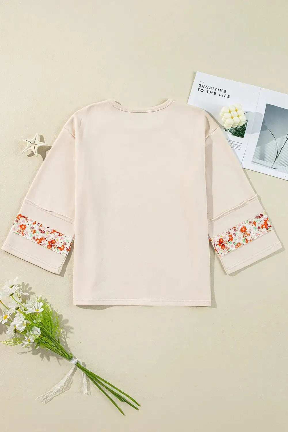 Exposed Seam Slit Floral Round Neck Blouse - Trendsi - Flyclothing LLC