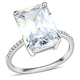 DA131 - High polished (no plating) Stainless Steel Ring with AAA Grade CZ  in Clear - Alamode