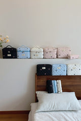 3 Piece Bow Quilted Cloth Storage Bag Set - Trendsi