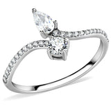 DA138 - High polished (no plating) Stainless Steel Ring with AAA Grade CZ in Clear - Alamode - Flyclothing LLC