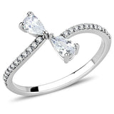 DA139 - High polished (no plating) Stainless Steel Ring with AAA Grade CZ in Clear - Alamode - Flyclothing LLC