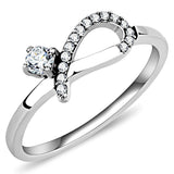 DA143 - High polished (no plating) Stainless Steel Ring with AAA Grade CZ  in Clear - Alamode