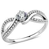 DA147 - High polished (no plating) Stainless Steel Ring with AAA Grade CZ  in Clear