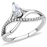 DA149 - High polished (no plating) Stainless Steel Ring with AAA Grade CZ  in Clear - Alamode