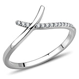 DA154 - High polished (no plating) Stainless Steel Ring with AAA Grade CZ  in Clear - Alamode