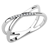 DA158 - High polished (no plating) Stainless Steel Ring with AAA Grade CZ  in Clear