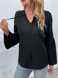 Perfee Tie Neck Long Sleeve Blouse - Trendsi