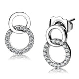 DA179 - High polished (no plating) Stainless Steel Earrings with AAA Grade CZ in Clear - Alamode - Flyclothing LLC