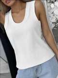Solid Scoop Neck Tank - Trendsi