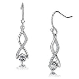 DA181 - High polished (no plating) Stainless Steel Earrings with AAA Grade CZ  in Clear - Alamode