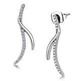 DA183 - High polished (no plating) Stainless Steel Earrings with AAA Grade CZ in Clear - Alamode - Flyclothing LLC