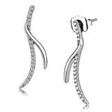 DA183 - High polished (no plating) Stainless Steel Earrings with AAA Grade CZ in Clear - Alamode - Flyclothing LLC
