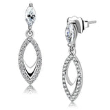 DA189 - High polished (no plating) Stainless Steel Earrings with AAA Grade CZ in Clear - Alamode - Flyclothing LLC
