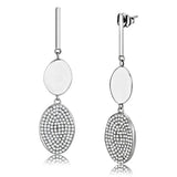 DA193 - High polished (no plating) Stainless Steel Earrings with AAA Grade CZ in Clear - Alamode - Flyclothing LLC