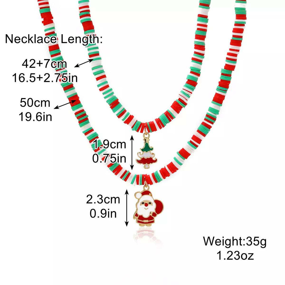 Alloy Christmas Necklace with Santa and Christmas Tree Pendant - Trendsi - Flyclothing LLC