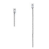 DA202 - High polished (no plating) Stainless Steel Earrings with AAA Grade CZ in Clear - Alamode - Flyclothing LLC