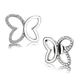DA209 - High polished (no plating) Stainless Steel Earrings with AAA Grade CZ in Clear - Alamode - Flyclothing LLC