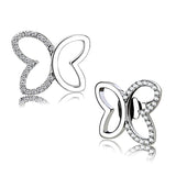DA209 - High polished (no plating) Stainless Steel Earrings with AAA Grade CZ  in Clear - Alamode