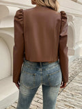 Devine Open Front Puff Sleeve Jacket - Trendsi - Flyclothing LLC