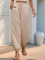 Perfee Elastic Waist Joggers with Pockets - Trendsi - Flyclothing LLC