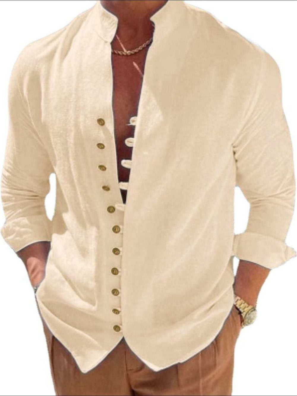 Men's Full Size Button Front Long Sleeve Shirt Plus Size - Trendsi - Flyclothing LLC