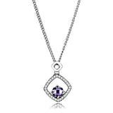 DA229 - High polished (no plating) Stainless Steel Chain Pendant with AAA Grade CZ in Amethyst - Alamode - Flyclothing LLC